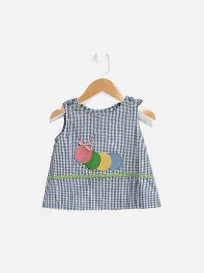 Funtasia Blue and White Gingham Reversible Bunny Dress - 9Mo