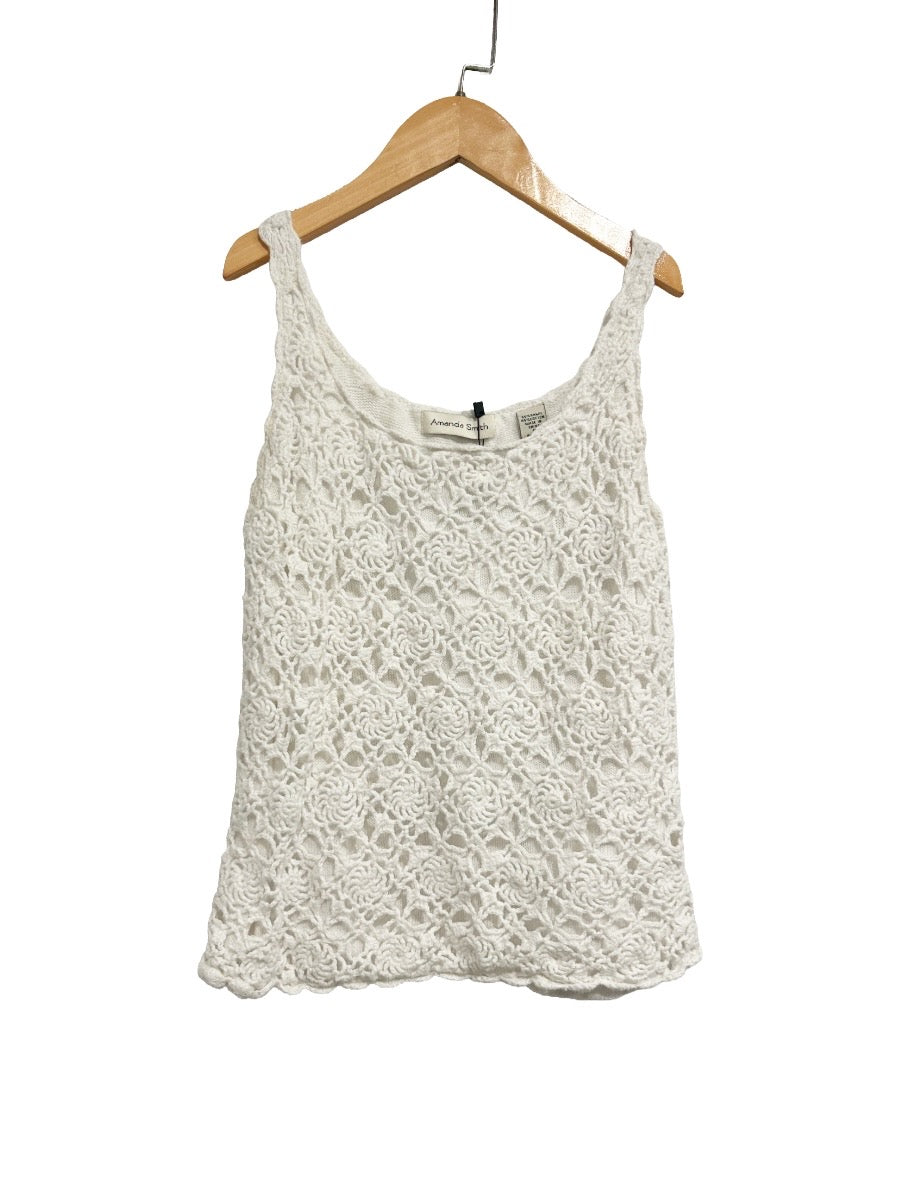 Amanda Smith Vintage White Crochet Tank - Small