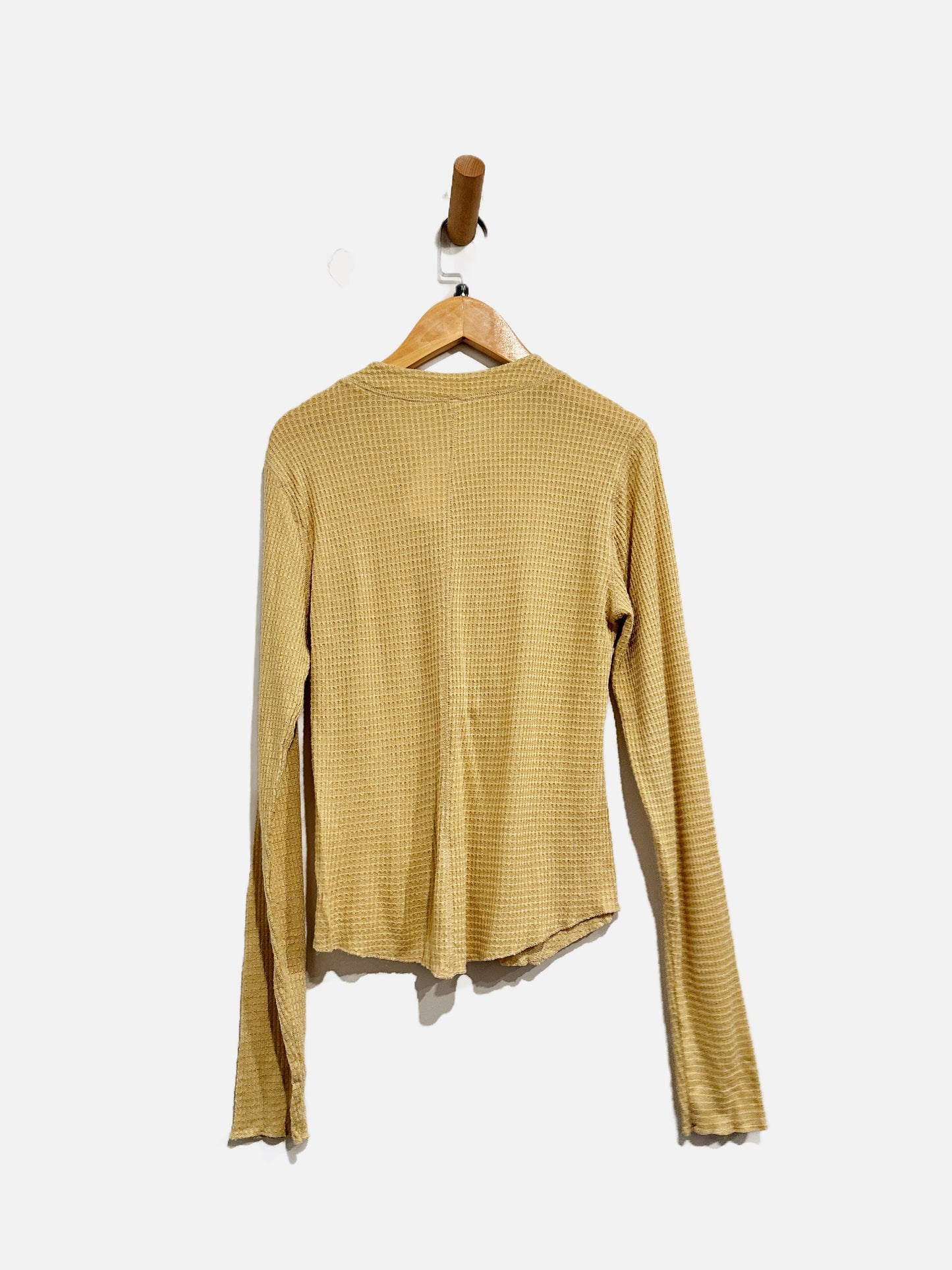 Free People Yellow Waffle Knit Top - Medium