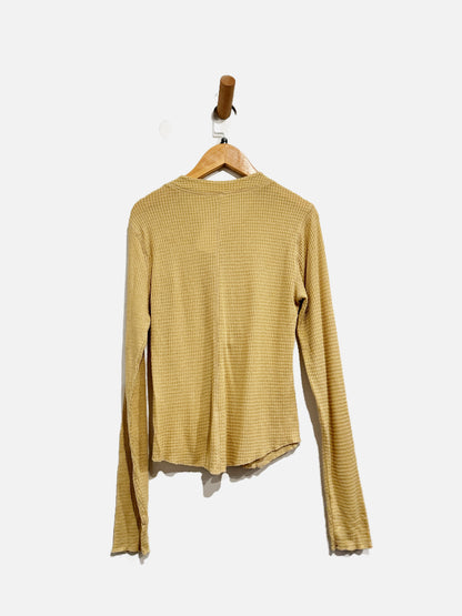 Free People Yellow Waffle Knit Top - Medium