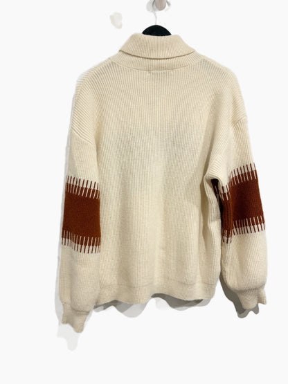 Baltic Born Antonov Turtleneck Sweater in Cream & Spice - Small