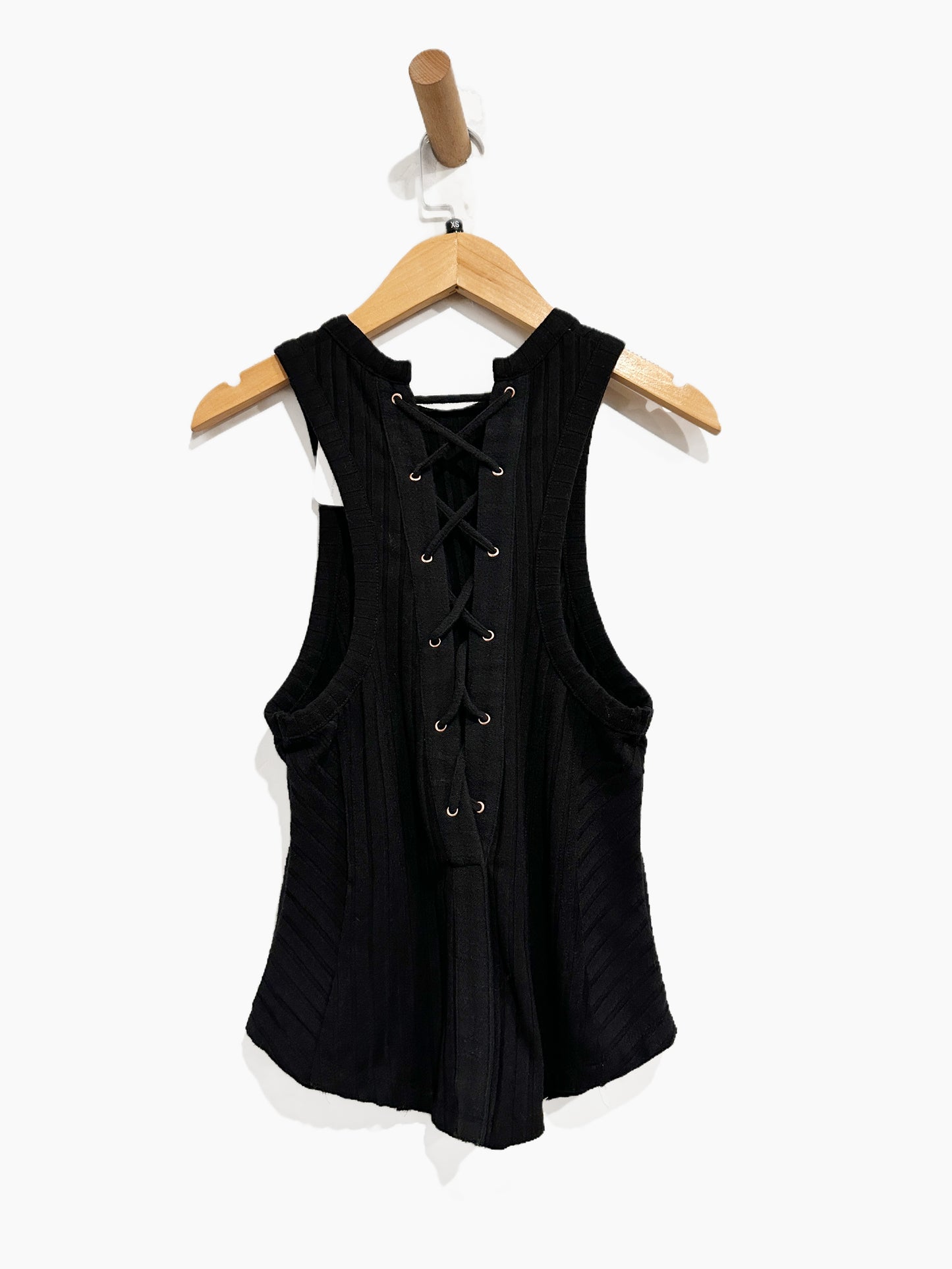 Free People Check It Out Lace Up Tank in Black - XS