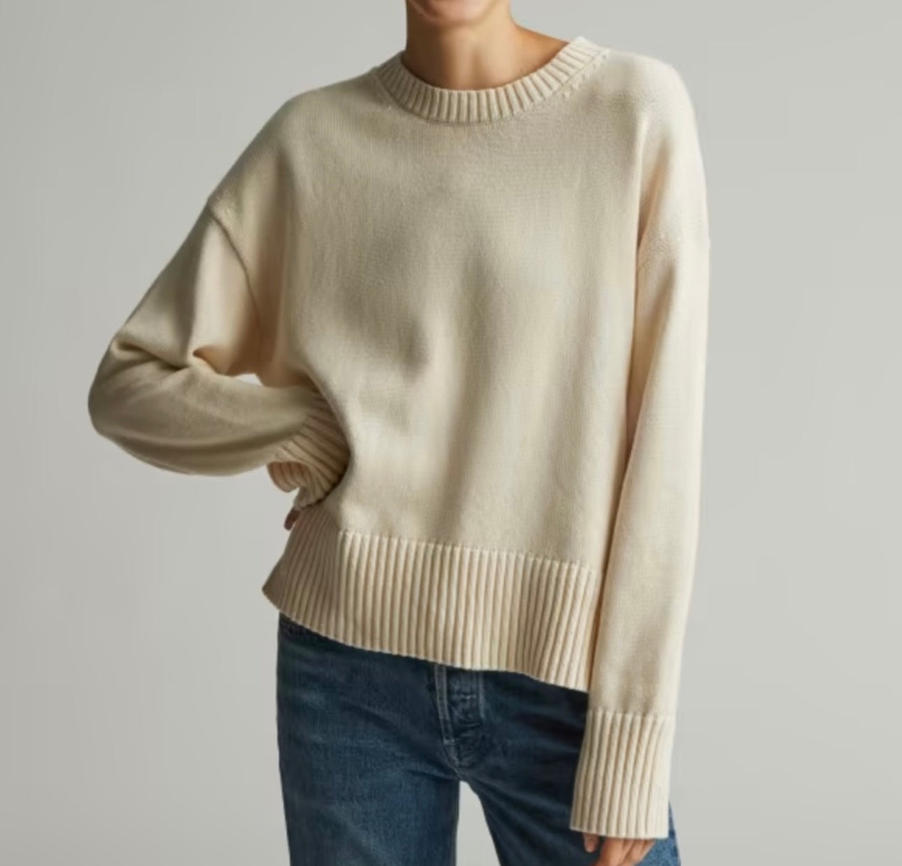 Everlane Organic Cotton Cream Sweater - XL