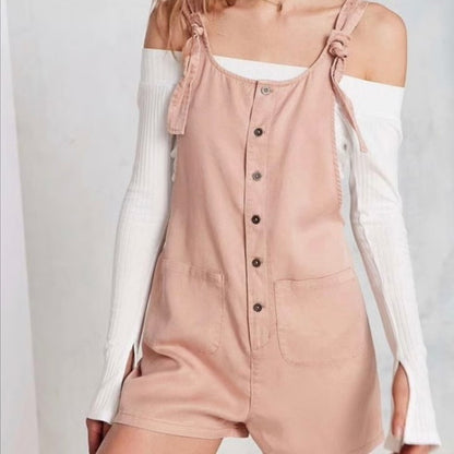 BDG Peach Button Front Romper - Small