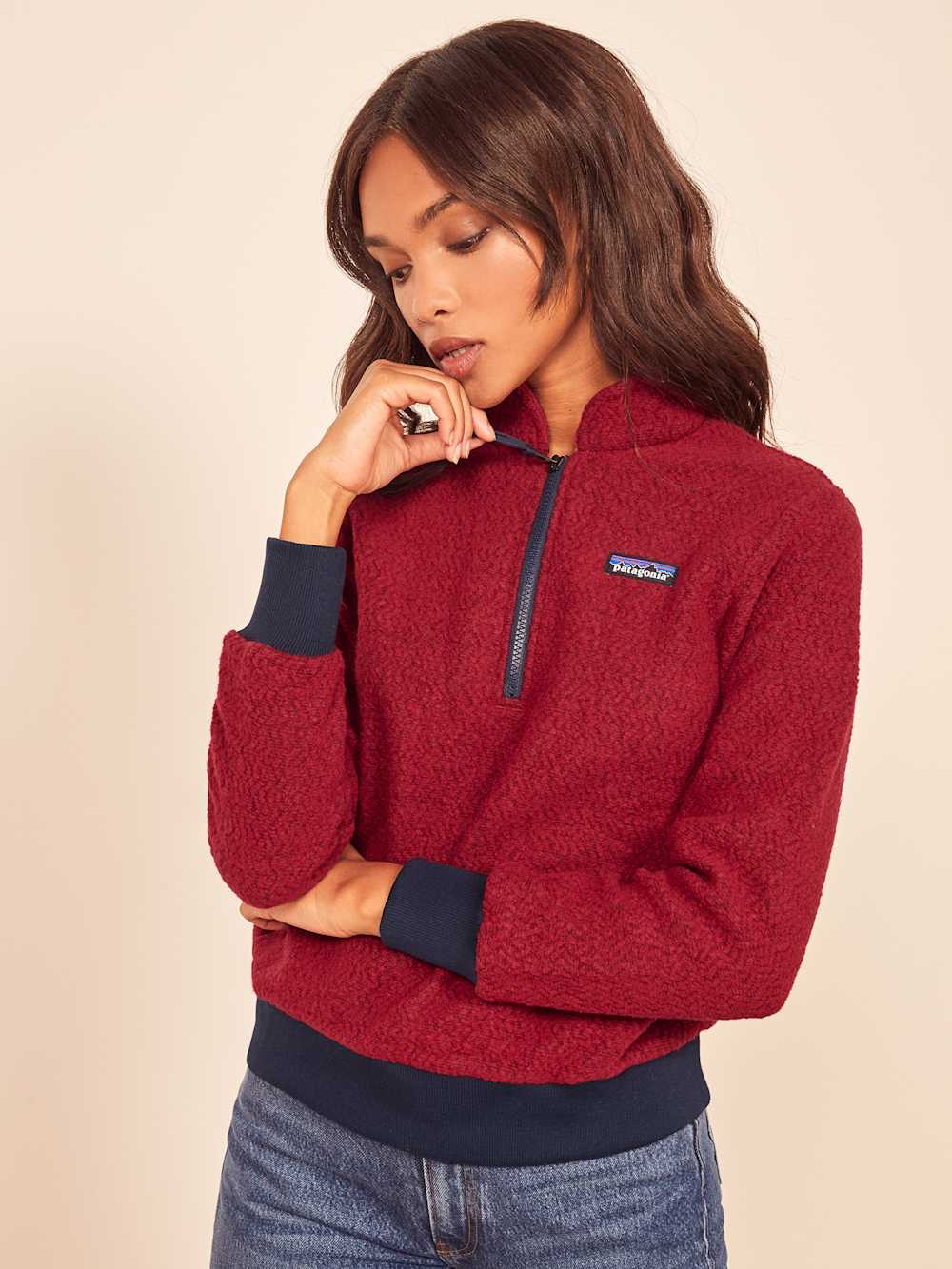 Patagonia Woolyester Fleece Pullover in Molten Lava - Small