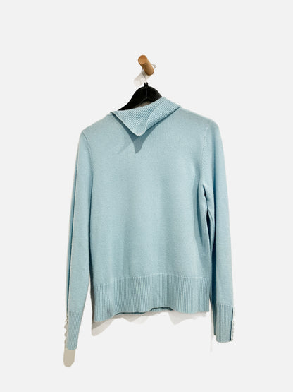 Mainbocher Blue Cashmere Pearl Sweater - Large