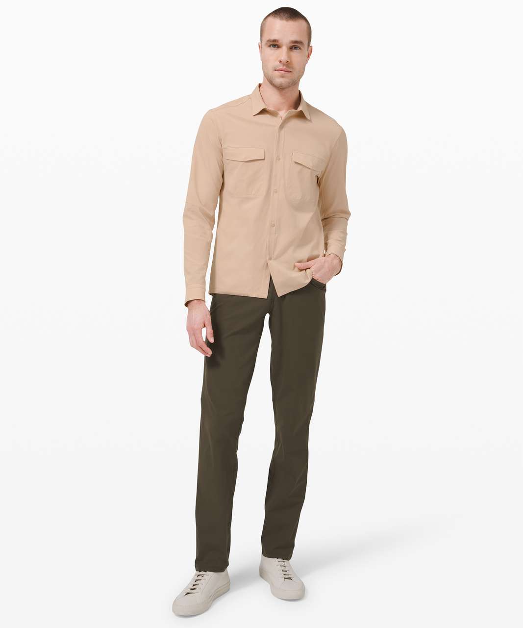 Lululemon Airing Easy Overshirt in Heathered Cafe Au Lait - XS