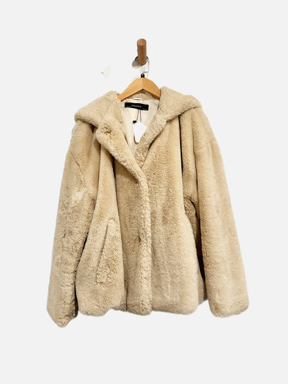 Zara Faux Fur Tan Hooded Jacket - Medium