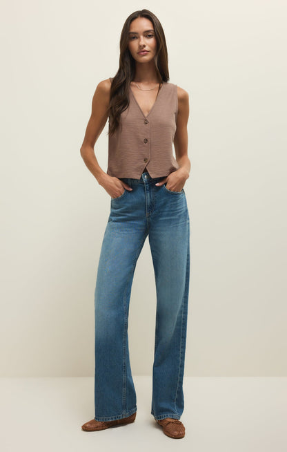 Z Supply Noelle Textured Tank in Milk Shake - Medium