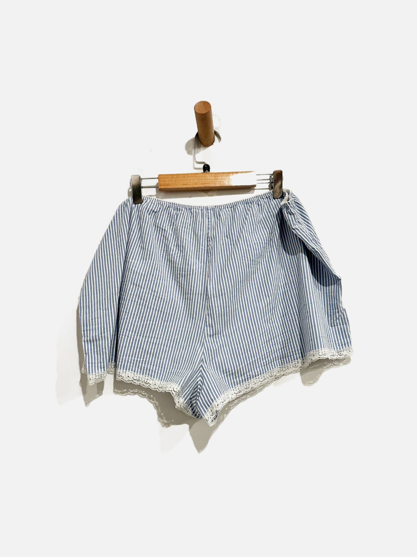 Skims Blue and White Stripe Cotton Poplin PJ Set - Large