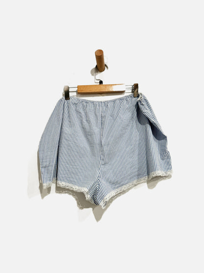 Skims Blue and White Stripe Cotton Poplin PJ Set - Large