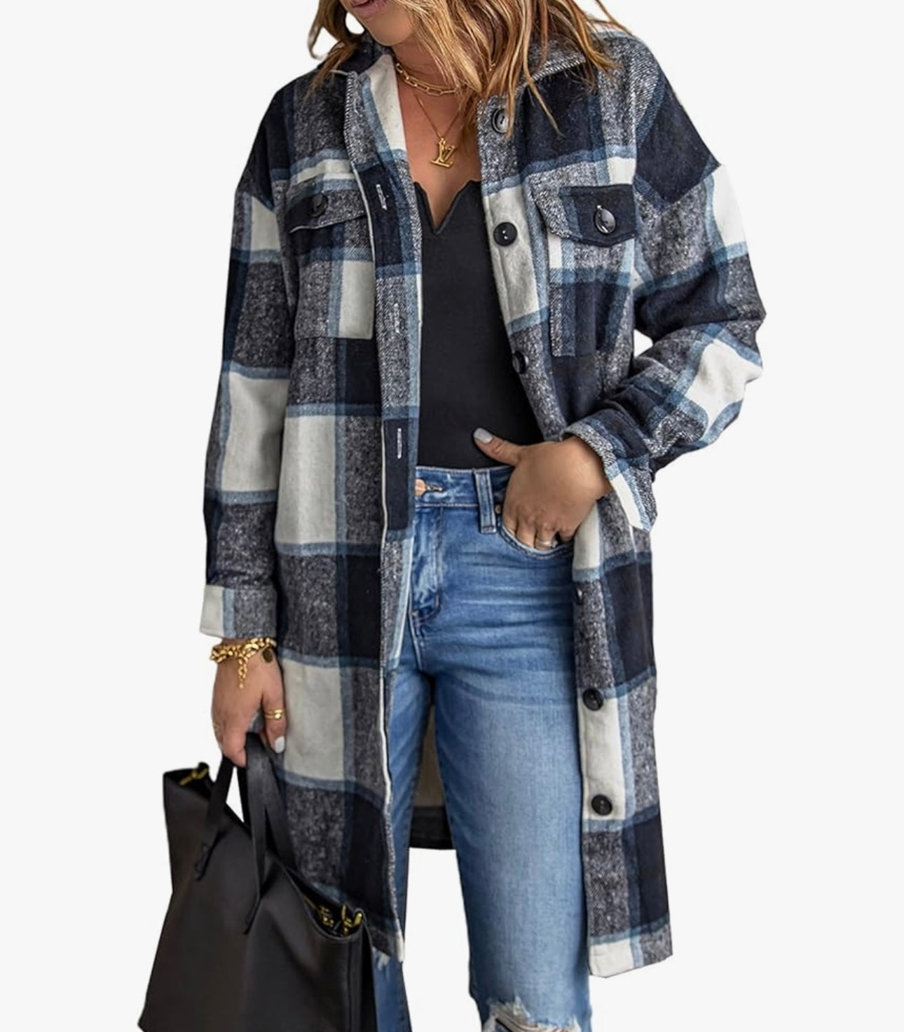 NN Navy/Black/White Long Flannel - XXL