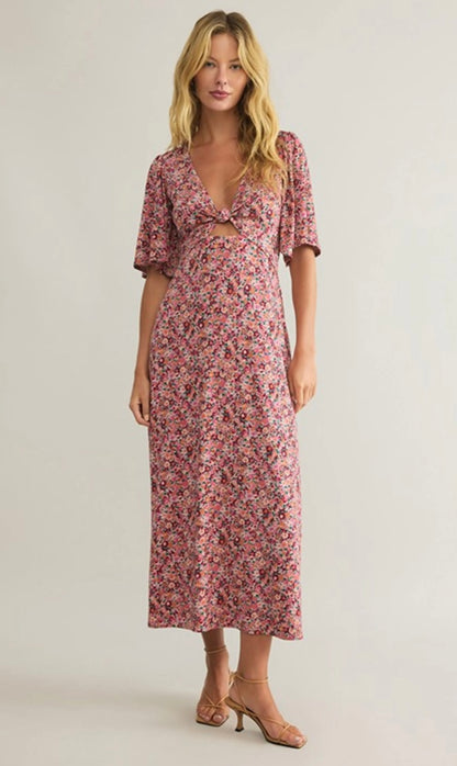 Z Supply Pink Floral Cutout Dress - Medium