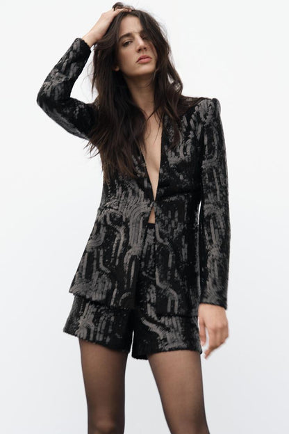 Zara Black Sequin Shorts - XS