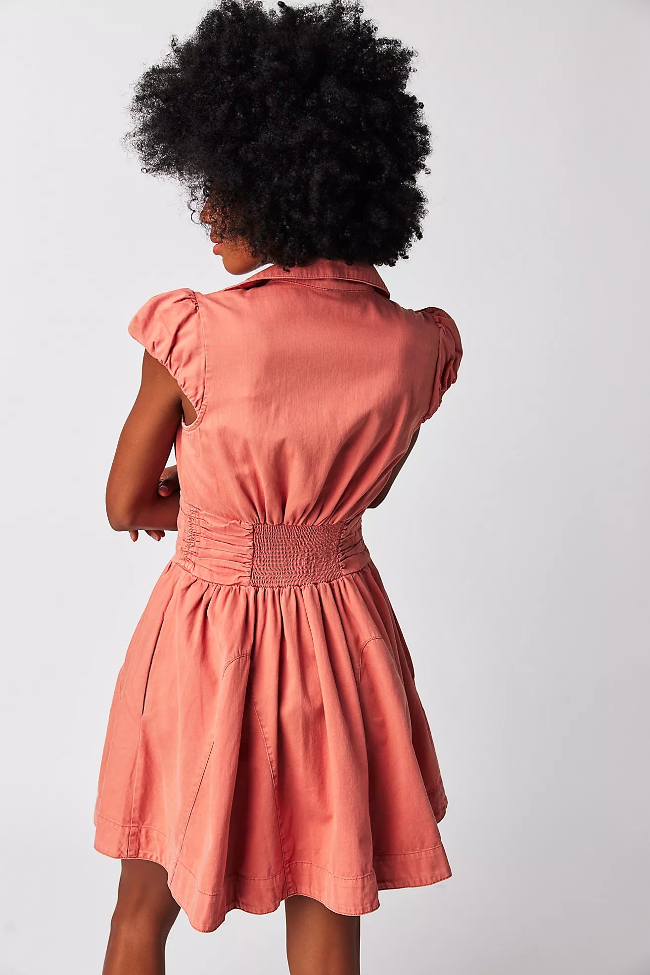 Free People NWT Chester Orange Button Front Mini Dress - Large