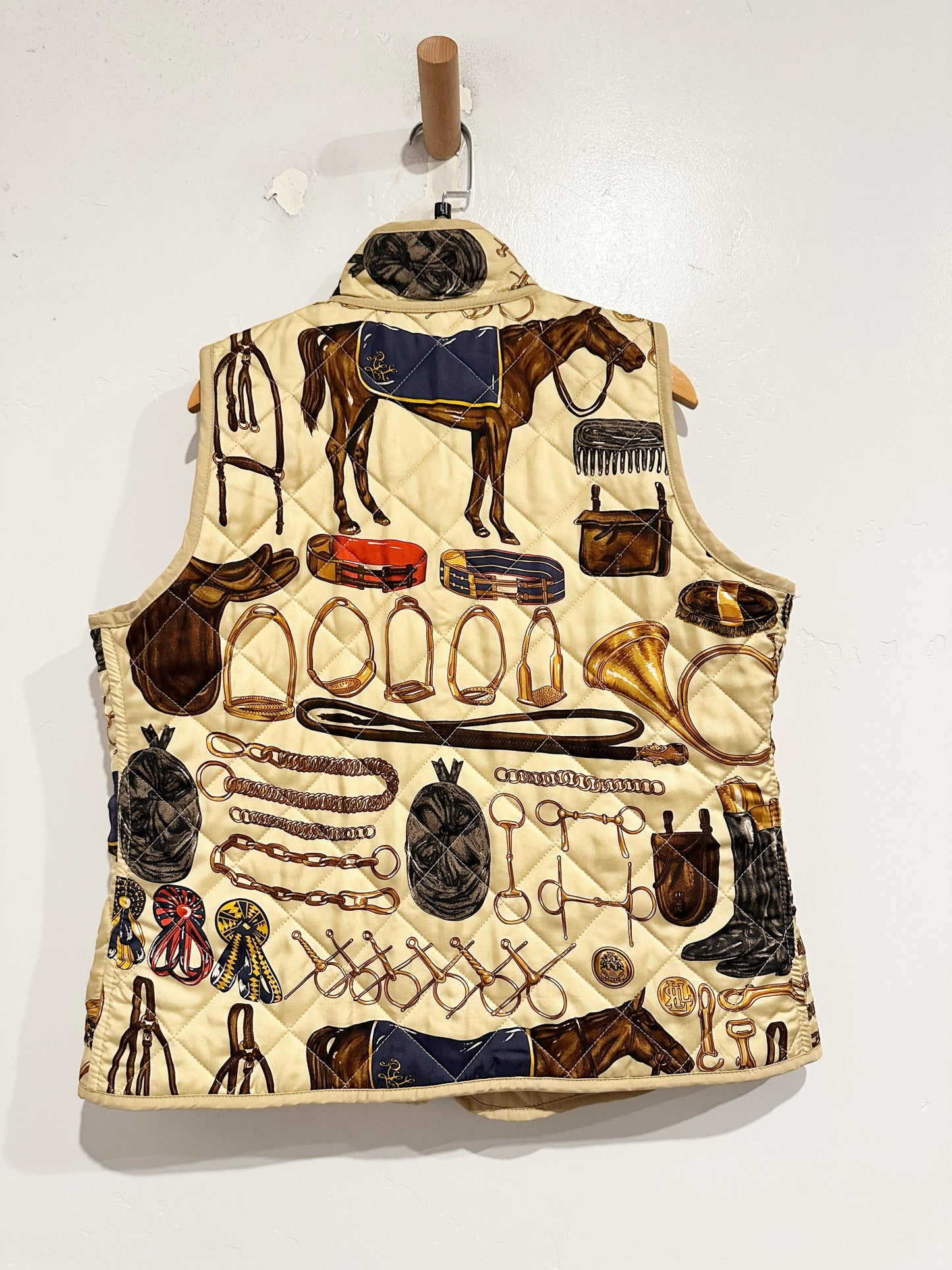 Ralph Lauren Tan Reversible Horse Vest - Large