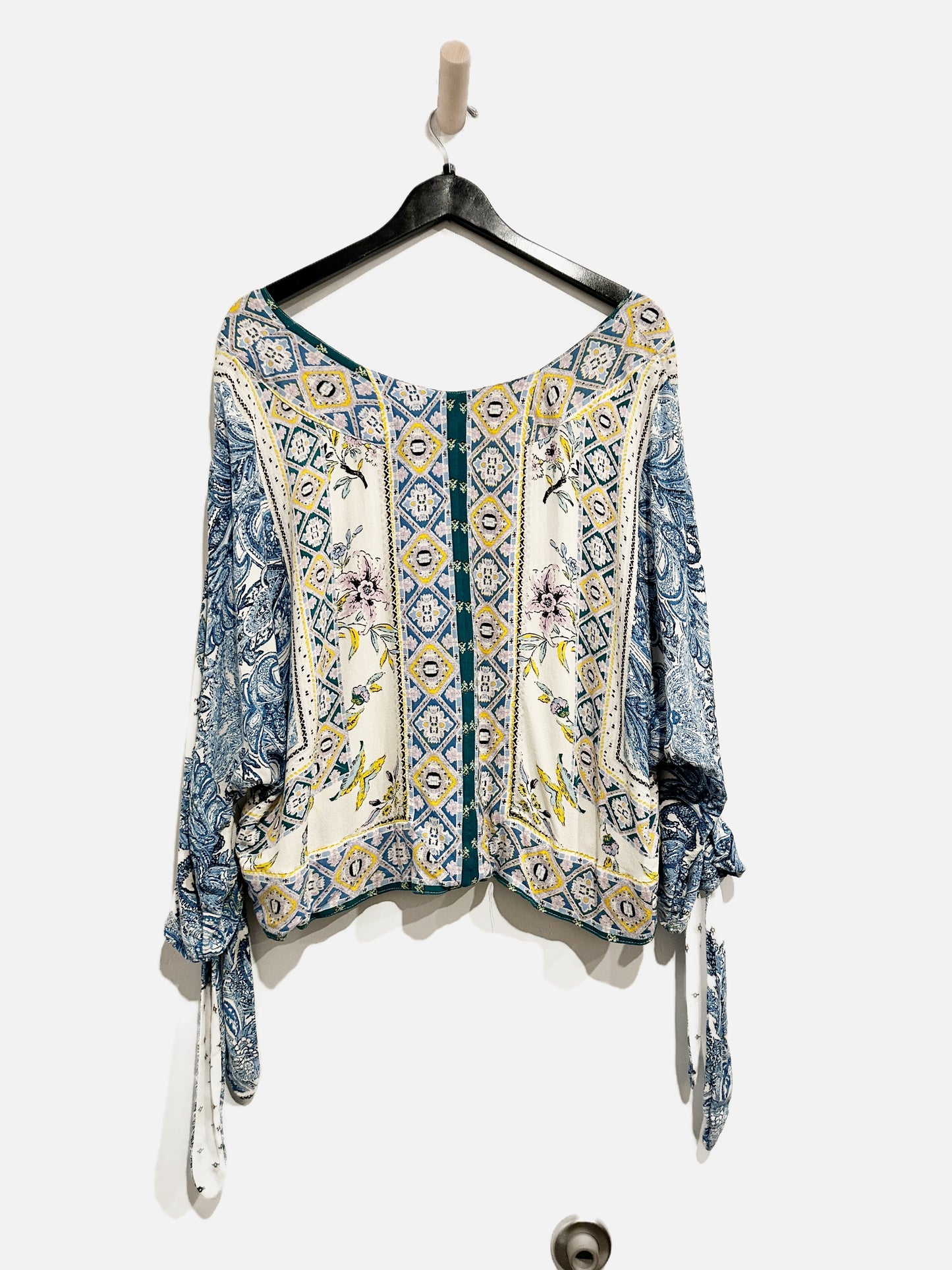 Free People Blue Floral Button Down Blouse - Medium