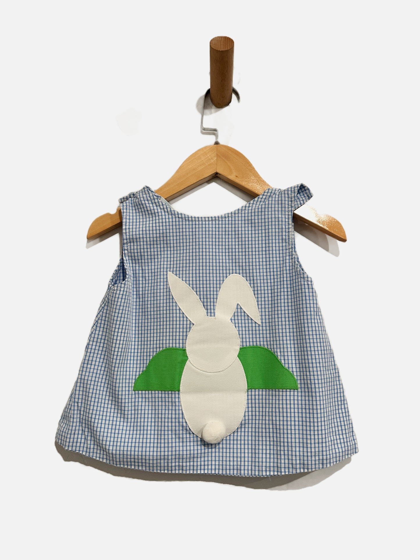 Funtasia Blue and White Gingham Reversible Bunny Dress - 9Mo