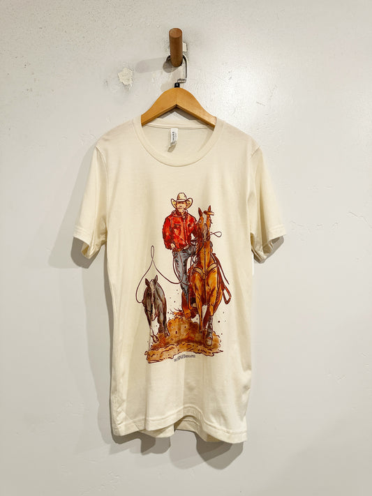 Canvas Cream Cowboy Graphic Tee - Small