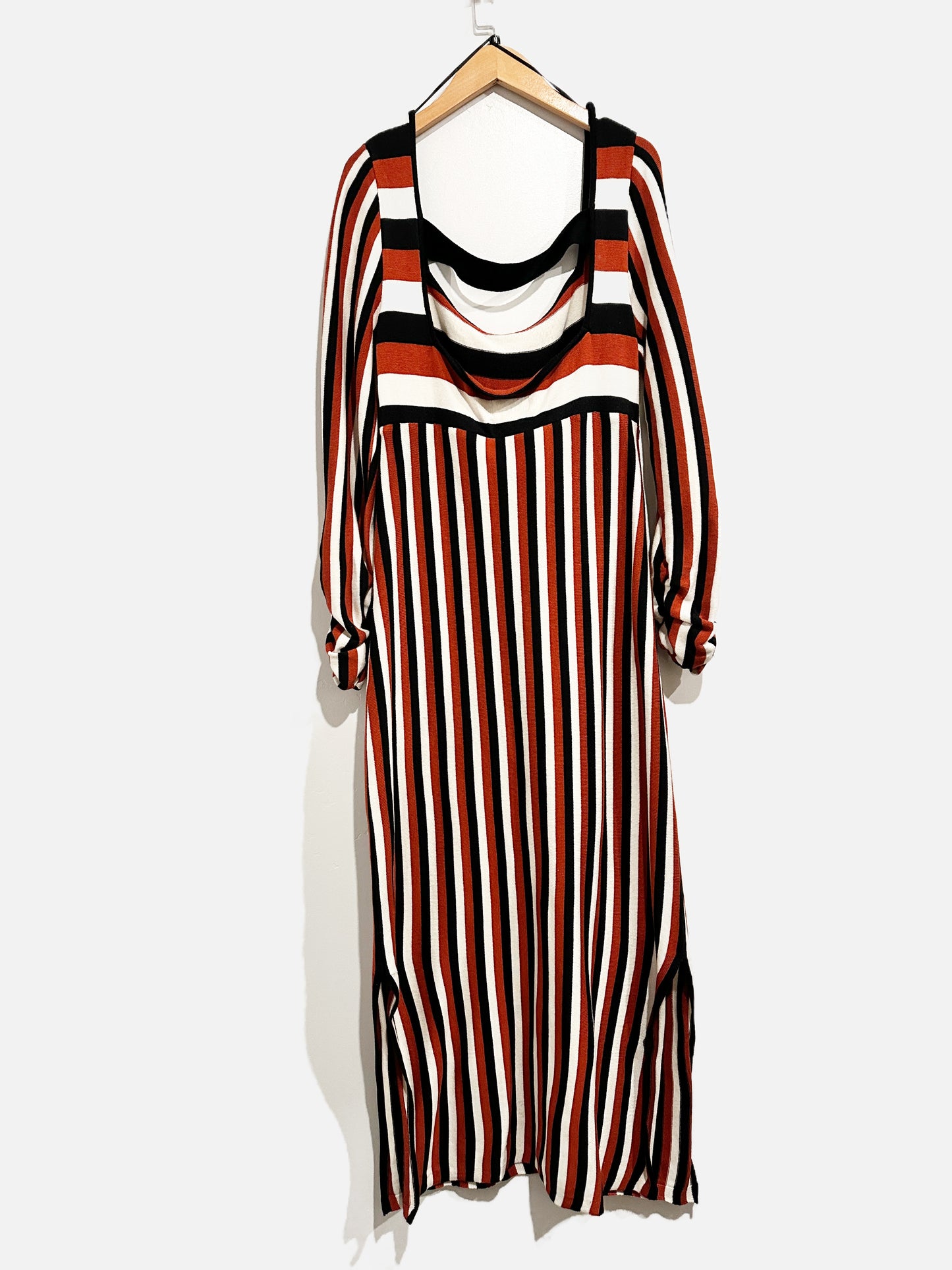 Anthropologie Maeve Brown and White Stripe Dress - Medium