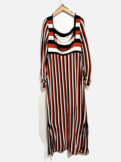 Anthropologie Maeve Brown and White Stripe Dress - Medium