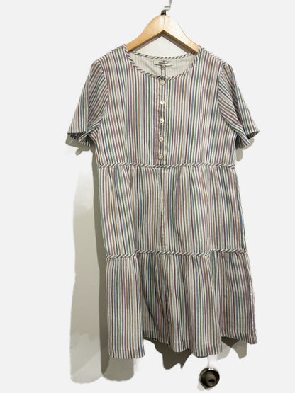 Madewell Striped Button-Front Tiered Mini Dress - XS