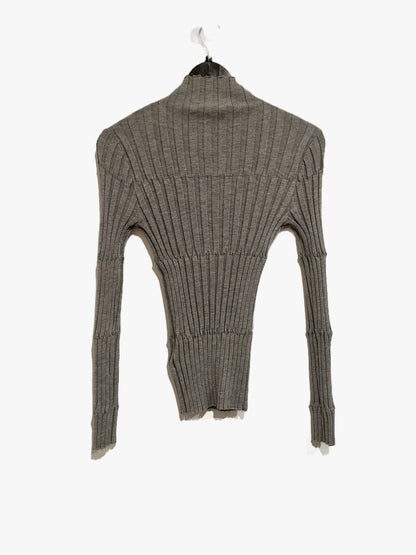 Zara Gray Ribbed Mock Neck Sweater - Medium