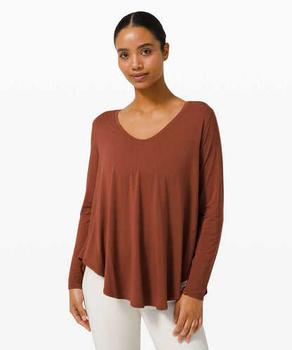 Lululemon Up for Down Time Long Sleeve in Dark Terracotta - 4