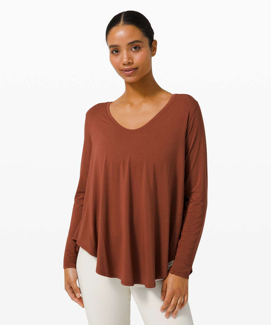 Lululemon Up for Down Time Long Sleeve in Dark Terracotta - 4