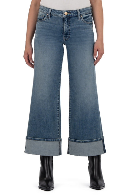 Kut Meg Cuffed Mid-Rise Wide Leg Jeans - 0