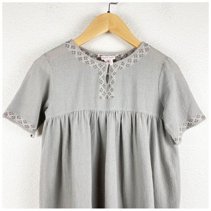 Bonpoint Brode Main Kids Gray Embroidered Dress Size 6