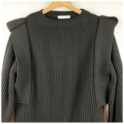 Maria Vittoria Paolillo Black Ribbed Extended Shoulder Sweater Size 42