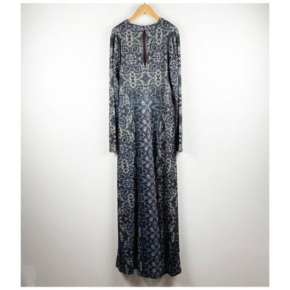 Free People Cabaret Long Sleeve Maxi Dress Dark Combo Size Large