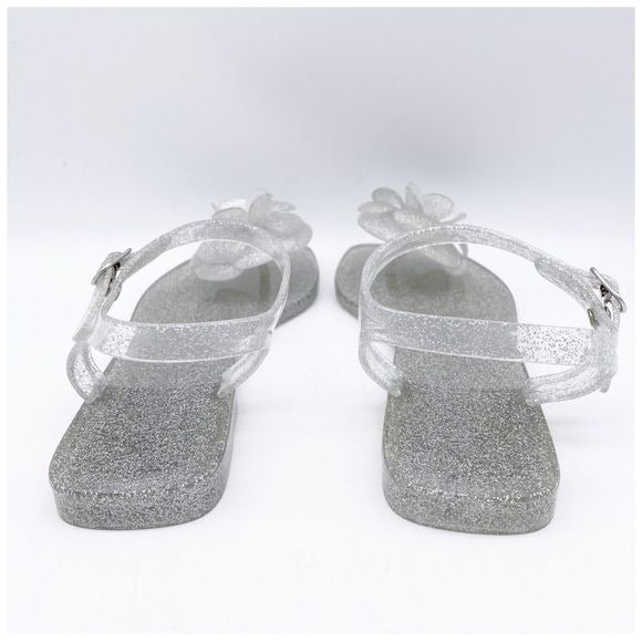 Play by Jeffrey Campbell Fleurisse Clear Glitter Sandals Size 8