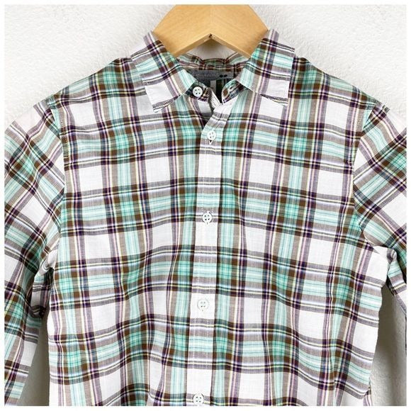 Bonpoint Green and Brown Plaid Button Down Size 6