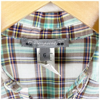 Bonpoint Green and Brown Plaid Button Down Size 6