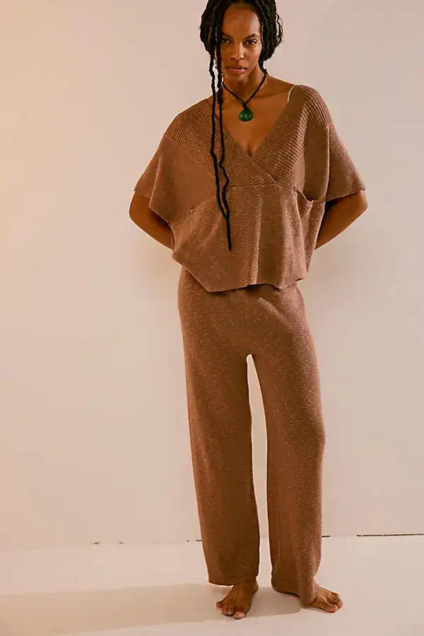 Free People Beach Jaclyn Knit Pants in Raw Umber - XL