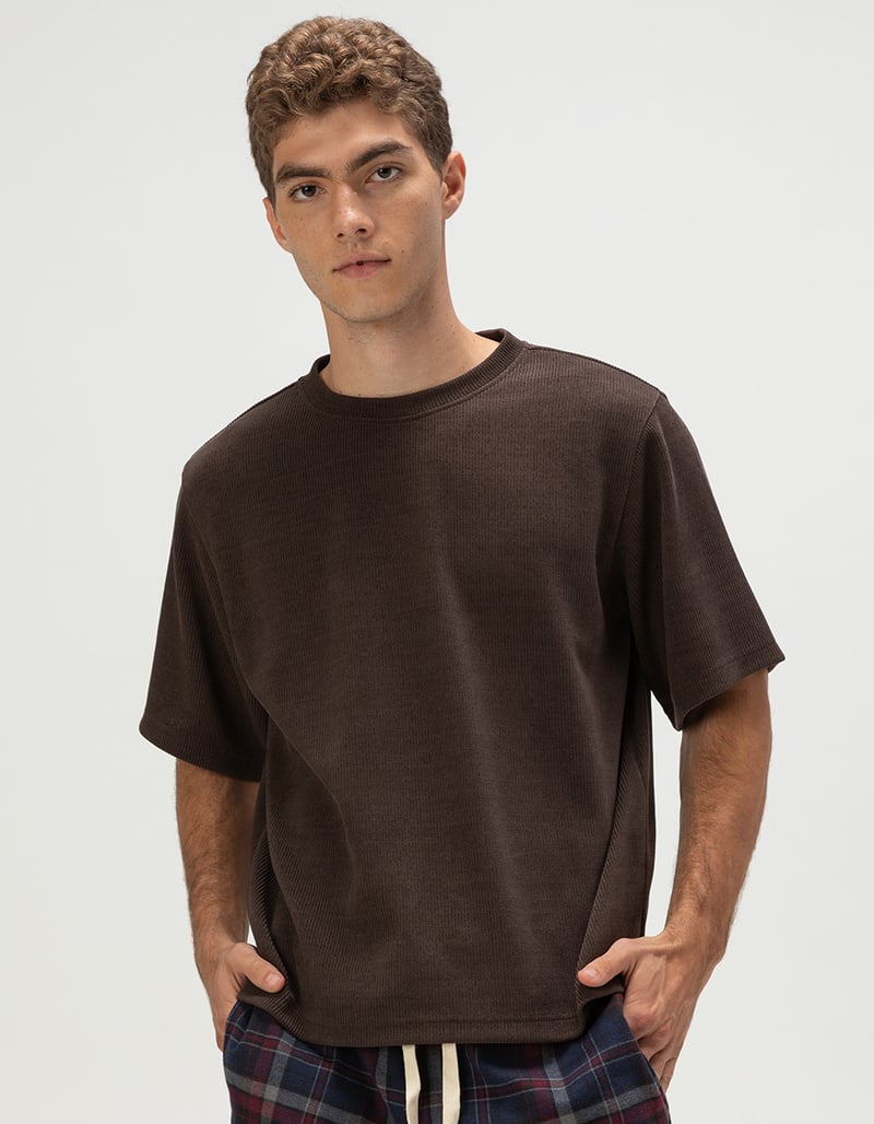RSQ Men’s Textured Boxy Tee in Brown - XS