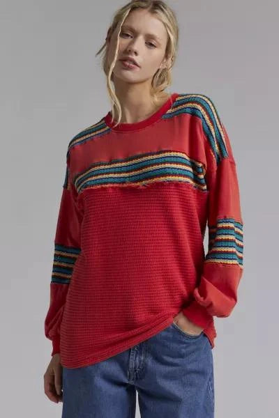 Urban Outfitters Red NY Rugby Knit LS Top - Small