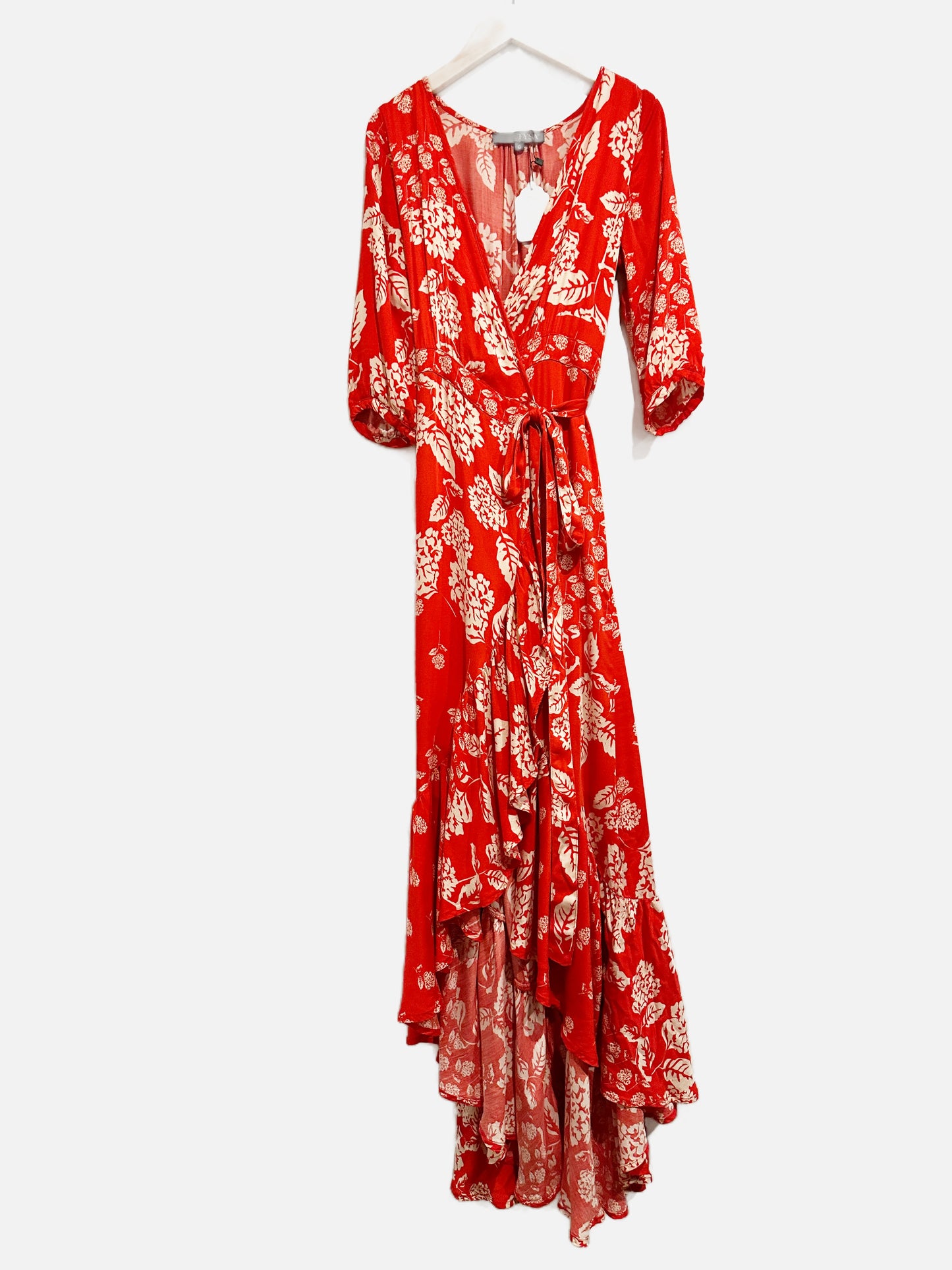 Tysa Red Floral Maxi Wrap Dress - 0/XS