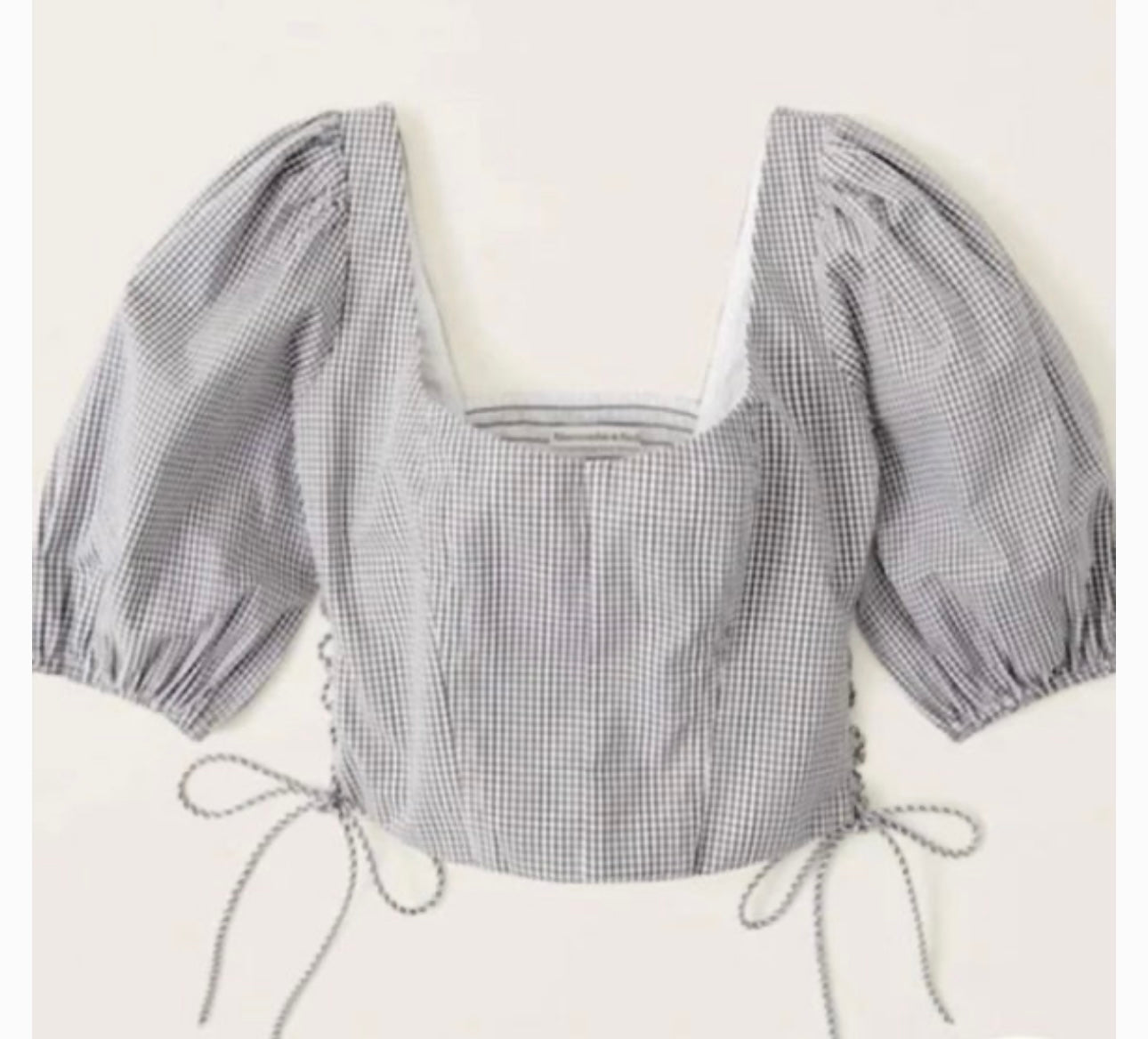 Abercrombie & Fitch Blue Gingham Puff Sleeve Blouse - Large