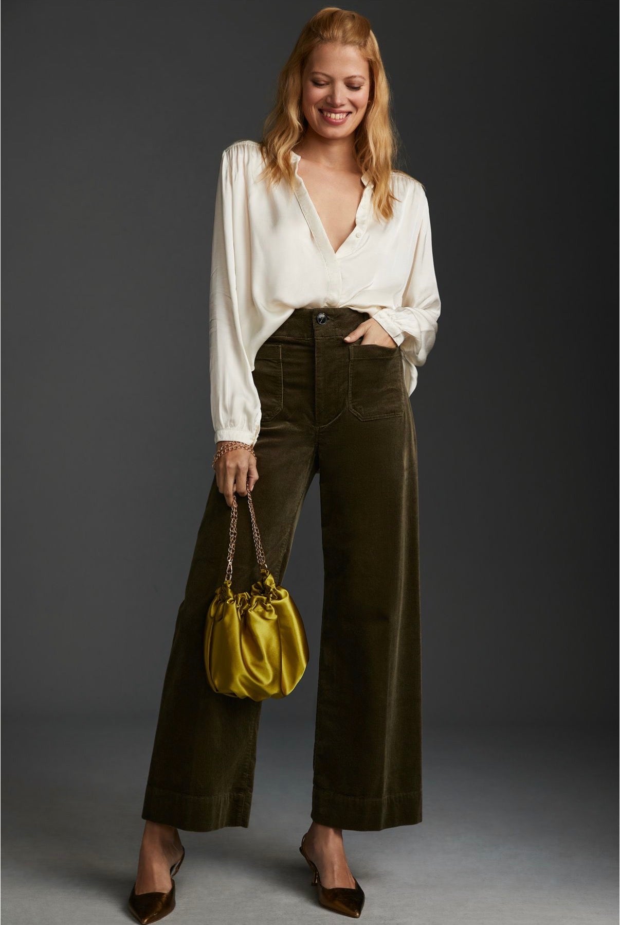 Anthropologie Maeve Green Corduroy Colette Pant - 30