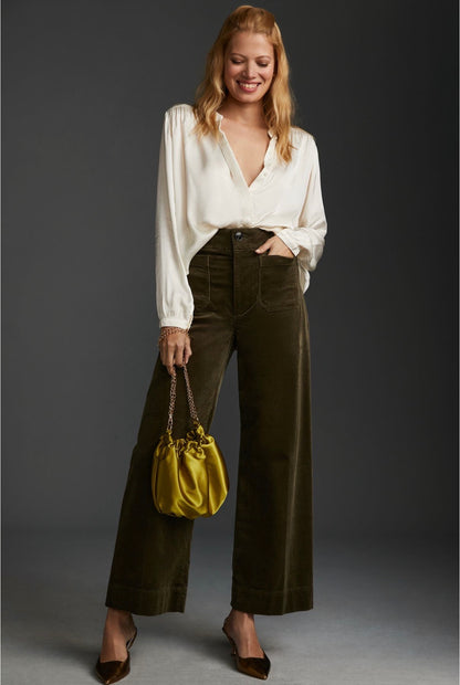 Anthropologie Maeve Green Corduroy Colette Pant - 30