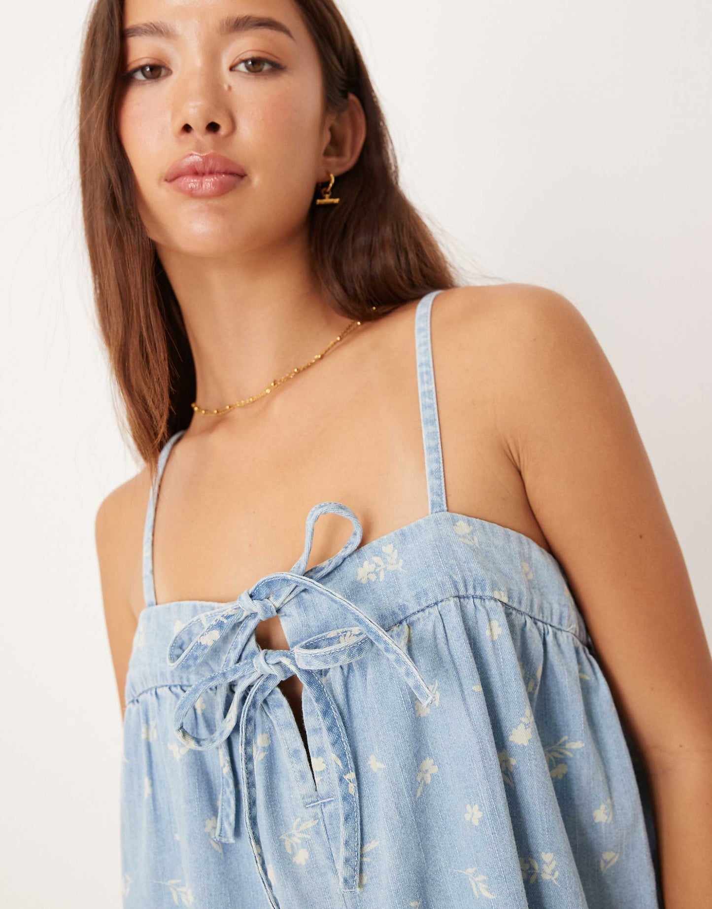ASOS Soft Denim Floral Cami Mini Dress - 2
