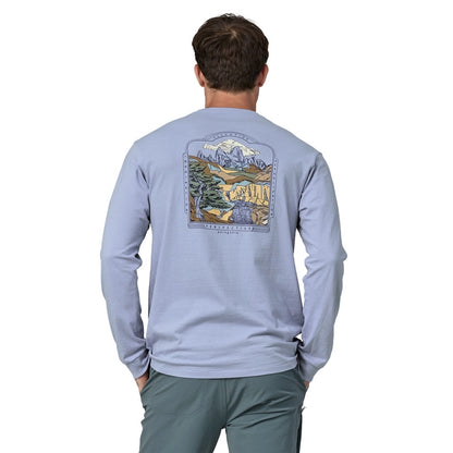 Patagonia Unisex 50 Year Recycled Cotton Pocket Long Sleeve T-Shirt in Pale Periwinkle - S/M