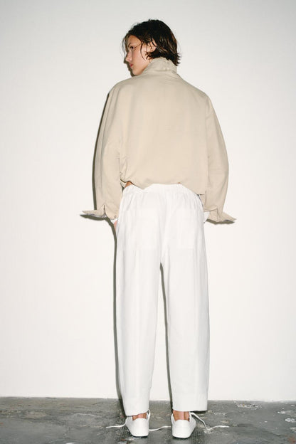 Zara White Elastic Waist Pants - Large