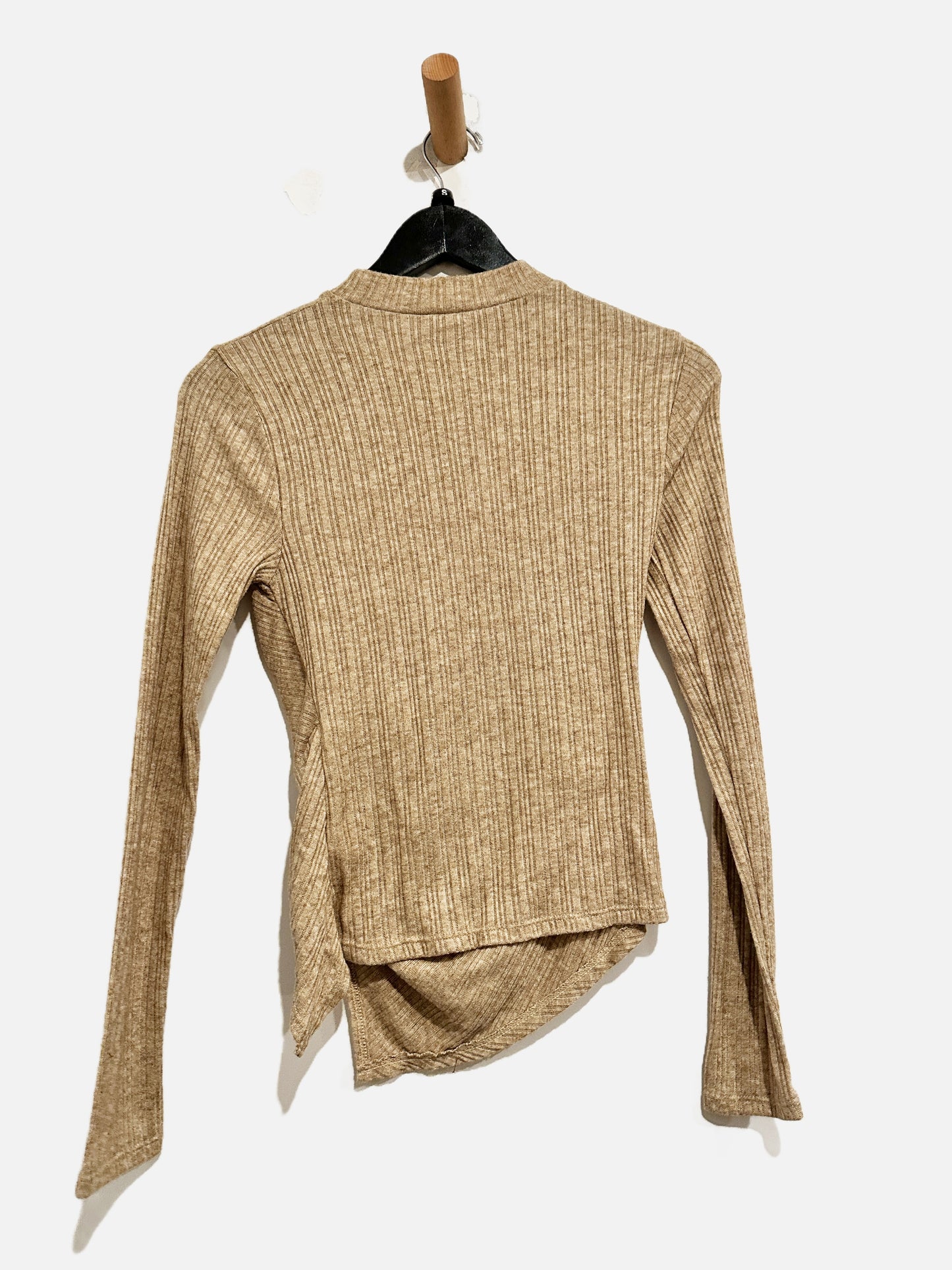 Lulus Trendy Minimalist Heathered Tan Ribbed Knotted Top - Small