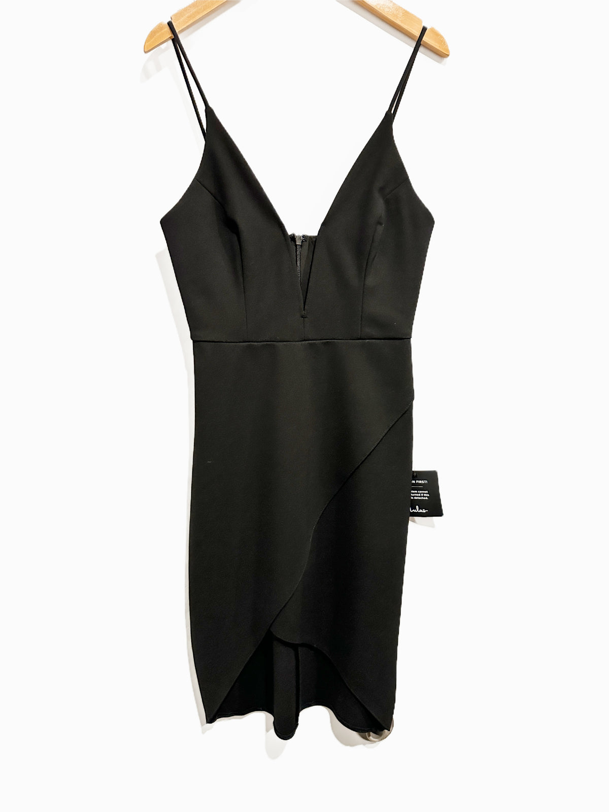 Lulus NWT Dare to Take the Plunge Black Tulip Mini Dress - XS