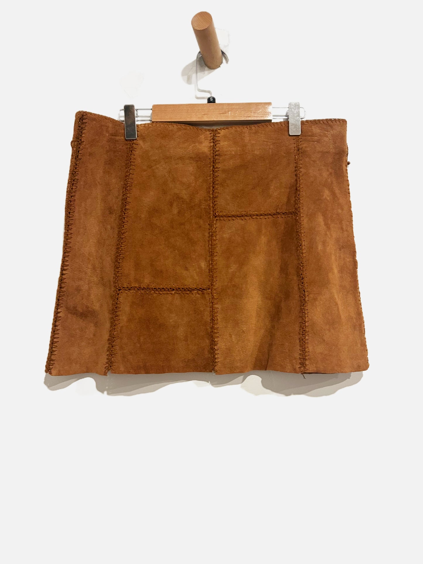 Bebe Vintage Brown Suede Pieced Mini Skirt - 6