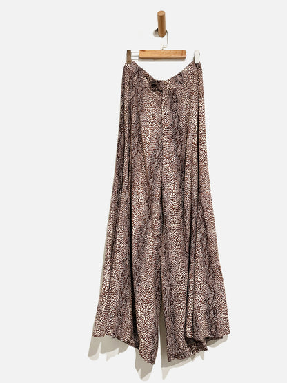 Anthropologie Brown Snake Print Wide Leg Pants-0